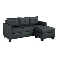 Lexicon Kennedy Tufted Fabric Reversible Sofa Chaise, 78" x 58", Dark Gray