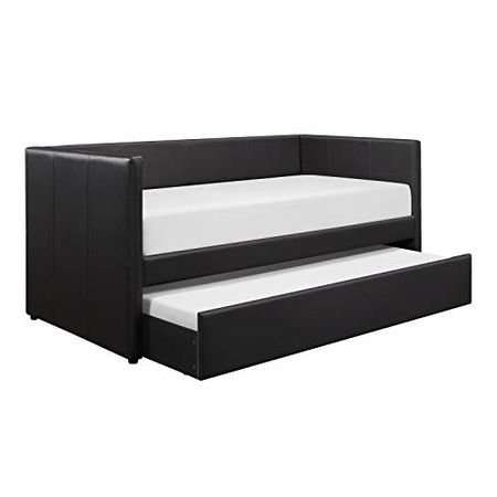 Lexicon Adeline Faux Leather Upholstered Daybed and Trundle, Twin, Black