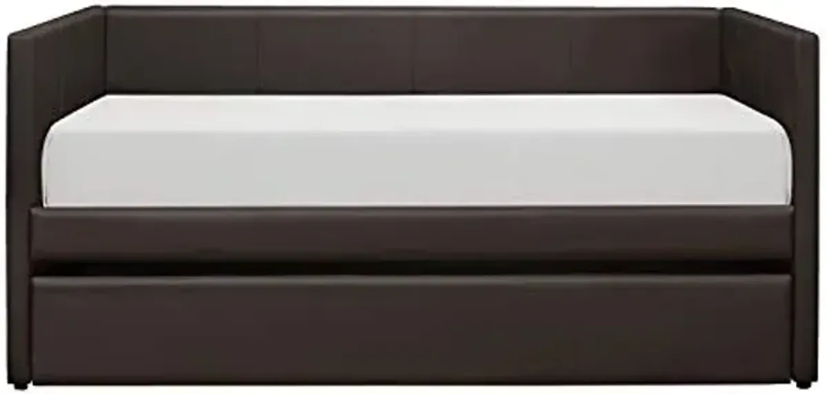 Lexicon Adeline Faux Leather Upholstered Daybed and Trundle, Twin, Brown