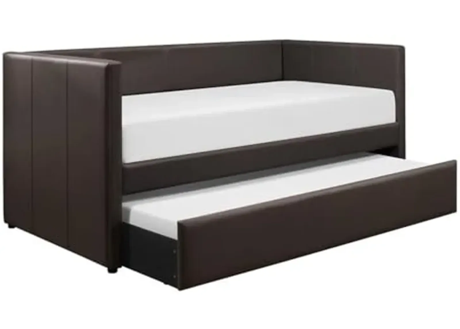 Lexicon Adeline Faux Leather Upholstered Daybed and Trundle, Twin, Brown