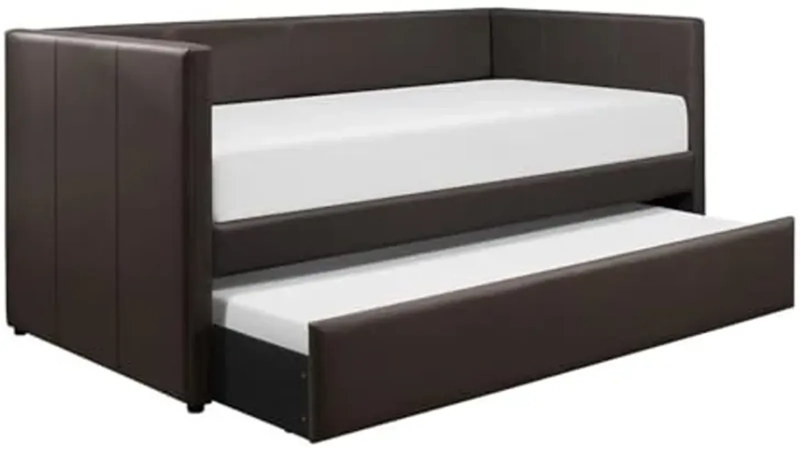 Lexicon Adeline Faux Leather Upholstered Daybed and Trundle, Twin, Brown