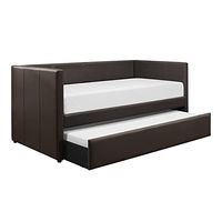 Lexicon Adeline Faux Leather Upholstered Daybed and Trundle, Twin, Brown