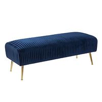 Furniture HotSpot Delaird Contemporary Upholstered Bench, Blue/Gold