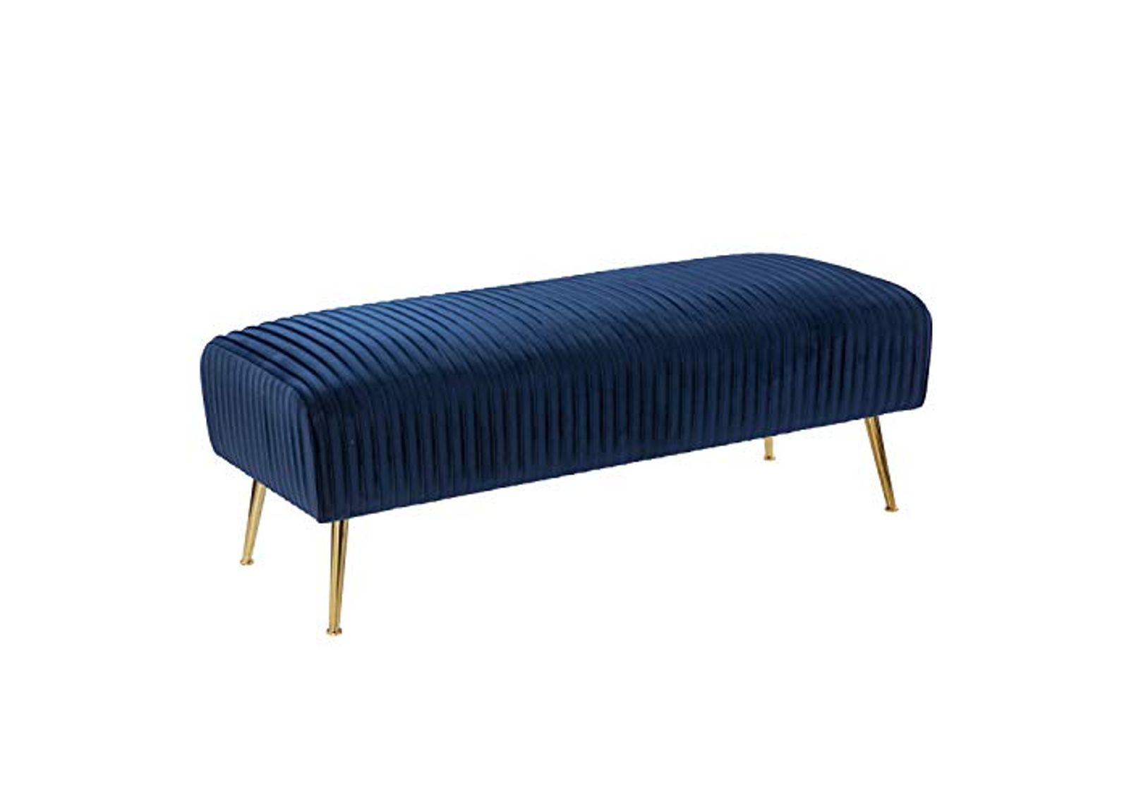 Furniture HotSpot Delaird Contemporary Upholstered Bench, Blue/Gold