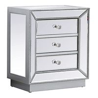Elegant Decor Remi 21" MDF and Metal Mirrored Chest in Antique Silver