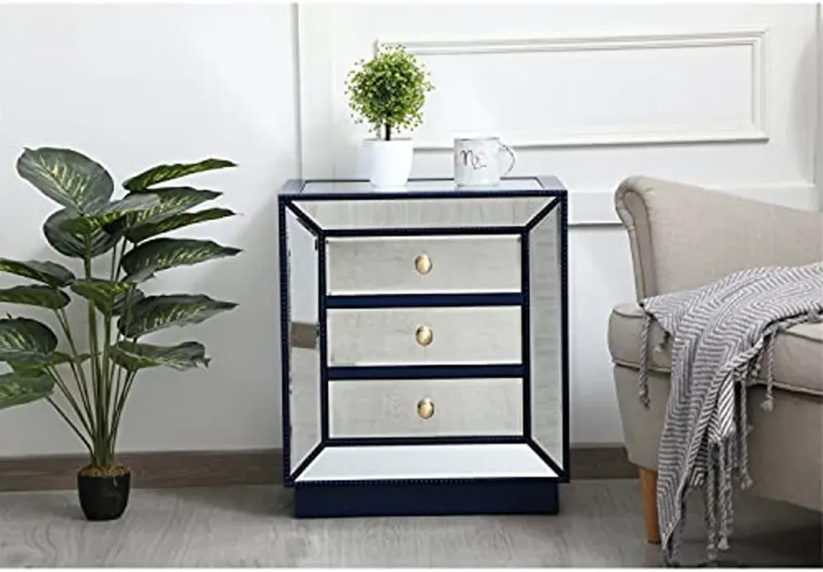 Elegant Decor 21 inch Mirrored Chest in Blue