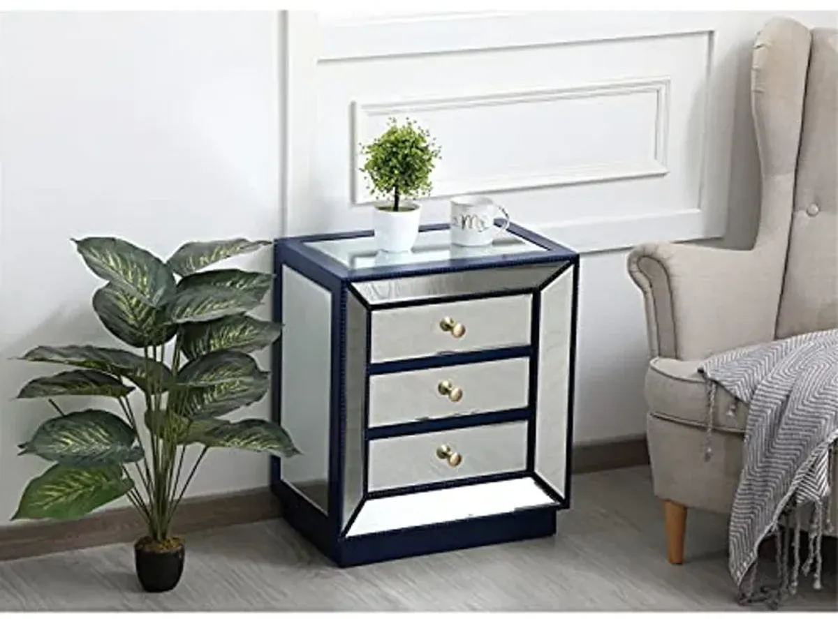 Elegant Decor 21 inch Mirrored Chest in Blue