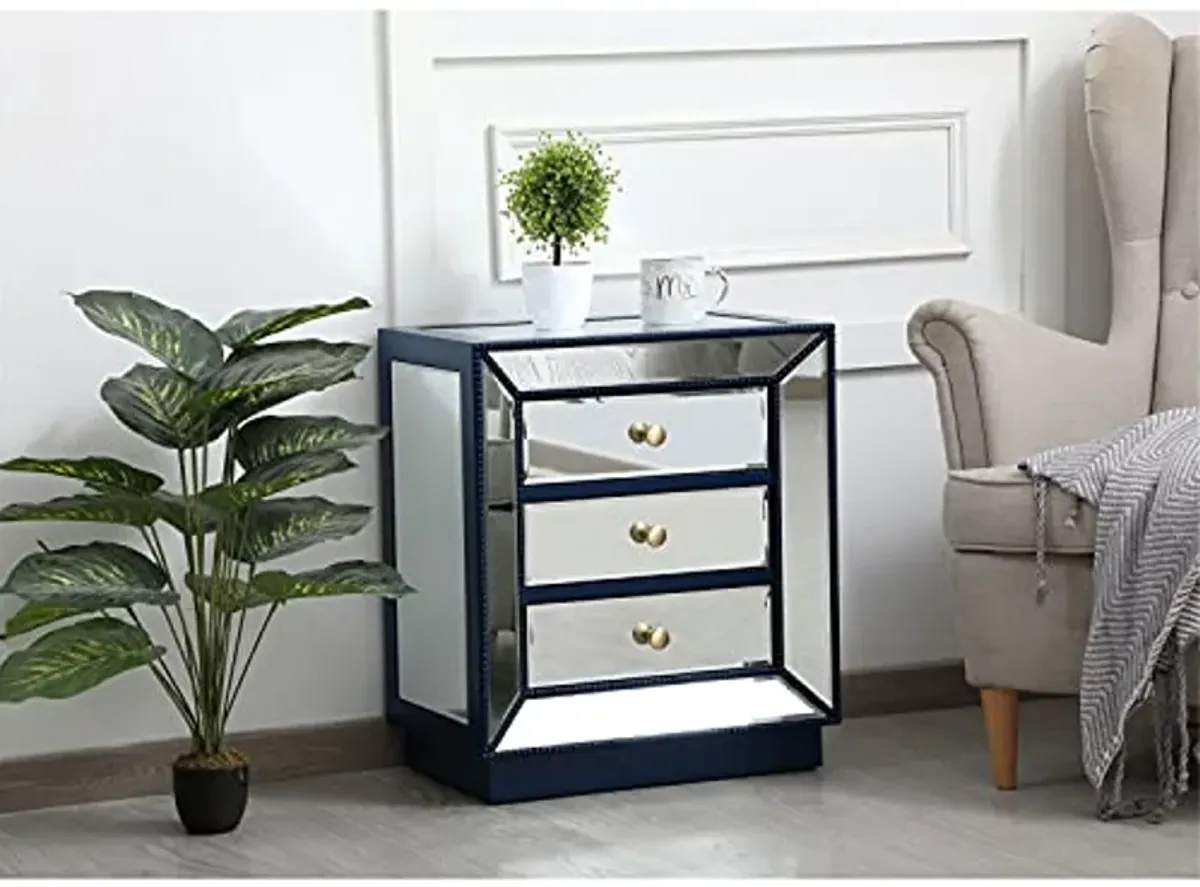 Elegant Decor 21 inch Mirrored Chest in Blue