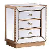 Elegant Decor Remi 21" MDF and Metal Mirrored Chest in Antique Gold