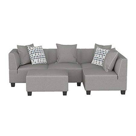 Lexicon Zayne Modular Sectional Sofa with Ottoman, Gray