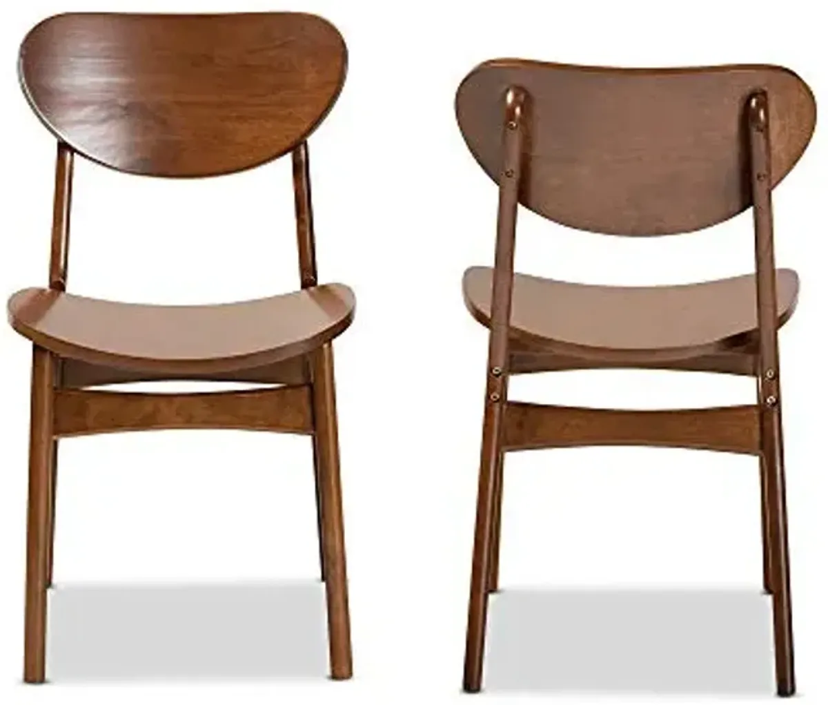 Baxton Studio Katya Dining Chair Set Dining Chair Set Walnut Brown Finished Wood 2-Piece Dining Chair Set