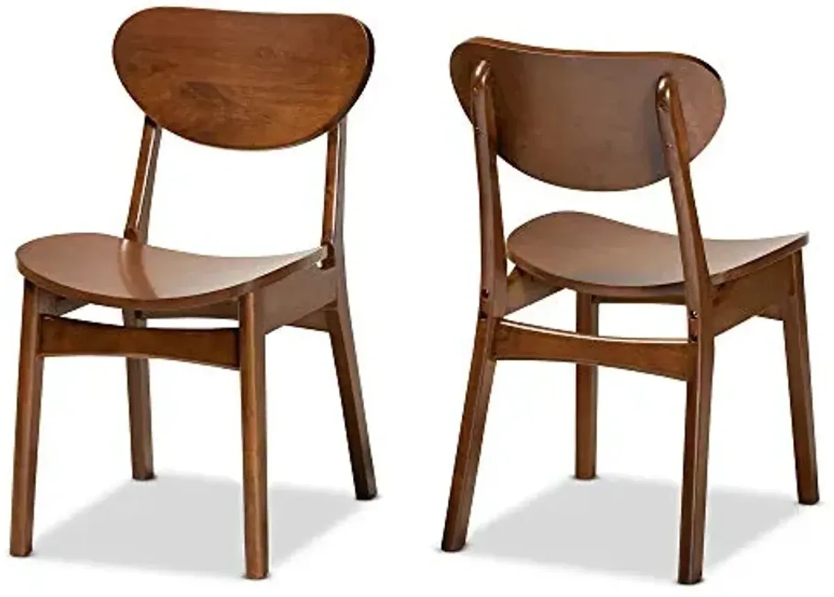 Baxton Studio Katya Dining Chair Set Dining Chair Set Walnut Brown Finished Wood 2-Piece Dining Chair Set