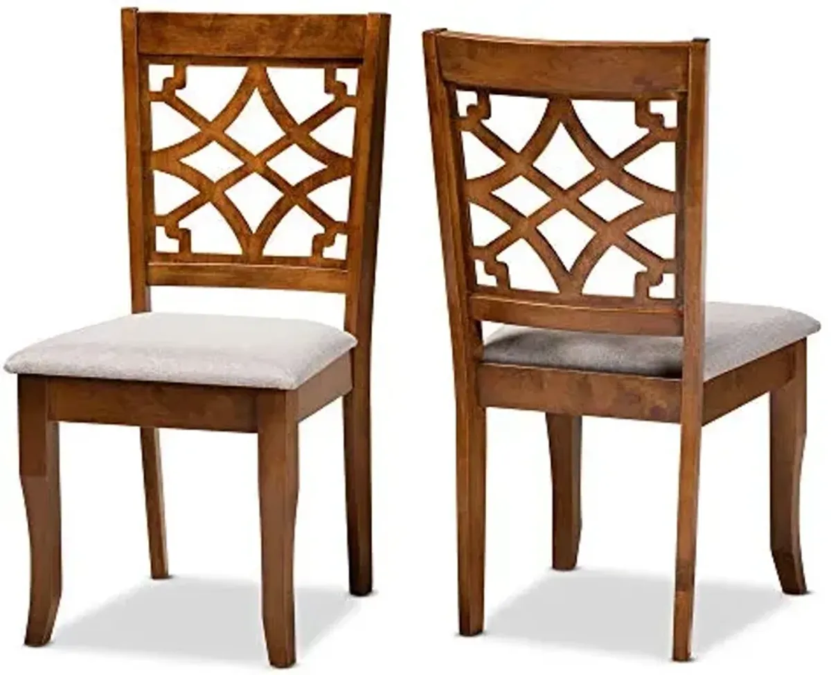 Baxton Studio Mael 2-Piece Mid-Century Modern Dining Chairs, Brown, Solid, Open Back, Plush Foam-Padded Seat and Exquisite Cut-Out Back Design