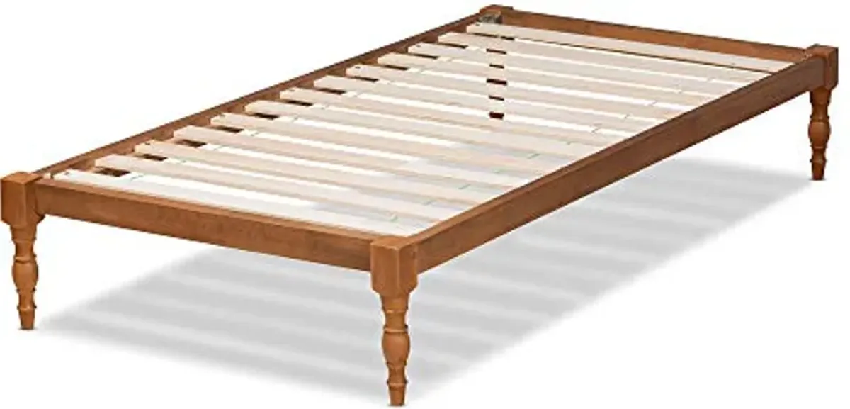 Baxton Studio Iseline Modern and Contemporary Walnut Brown Finished Wood Twin Size Platform Bed Frame