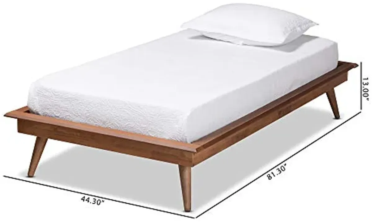 Baxton Studio Karine Mid-Century Modern Walnut Brown Finished Wood Twin Size Platform Bed Frame