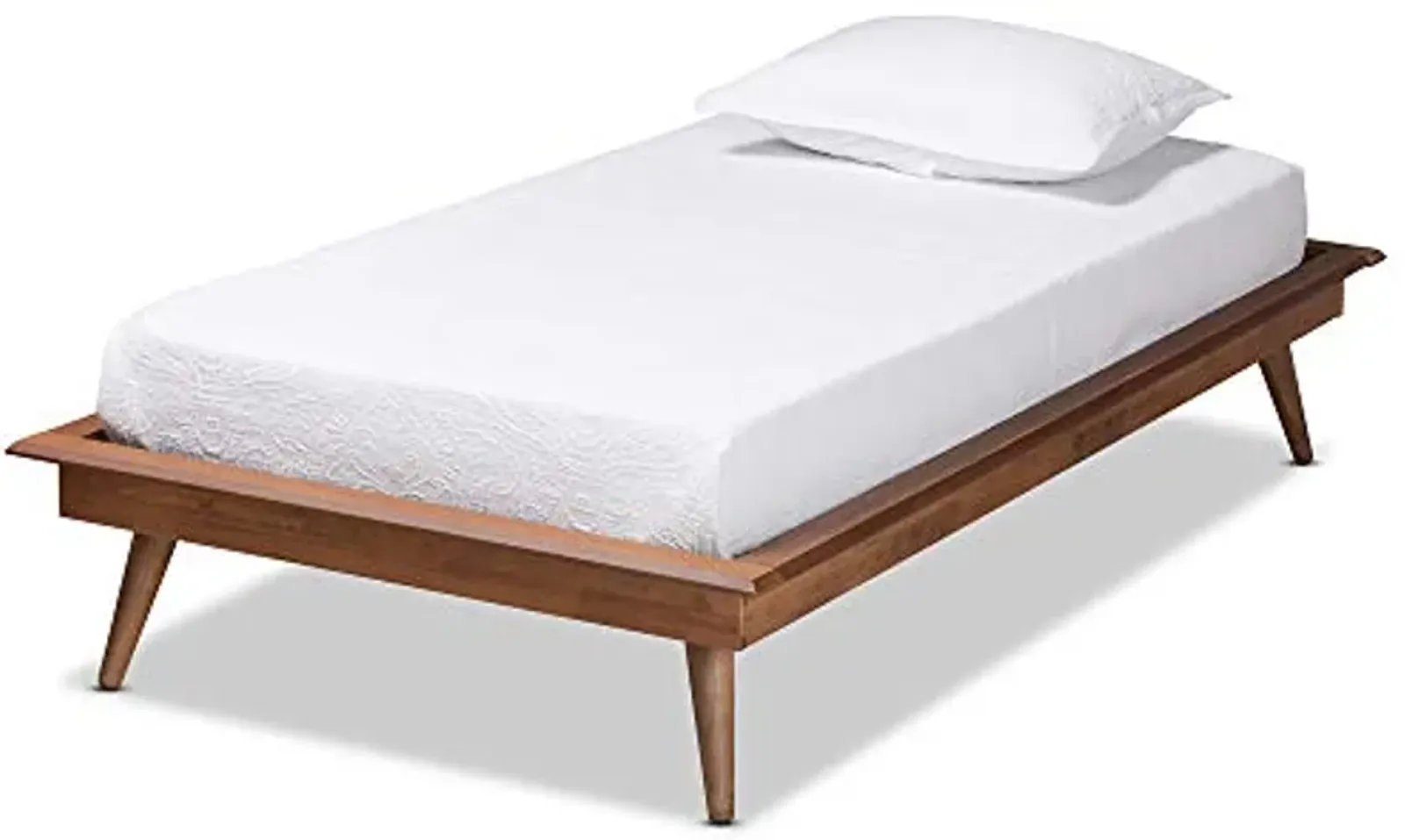 Baxton Studio Karine Mid-Century Modern Walnut Brown Finished Wood Twin Size Platform Bed Frame