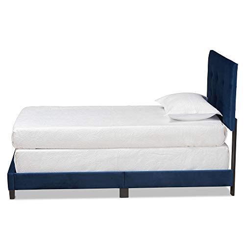 Baxton Studio Caprice Beds (Box Spring Required), Twin, Navy Blue/Black