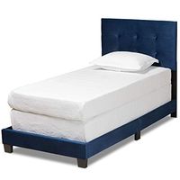 Baxton Studio Caprice Beds (Box Spring Required), Twin, Navy Blue/Black