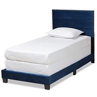 Baxton Studio Tamira Beds (Box Spring Required), Twin, Navy Blue/Black