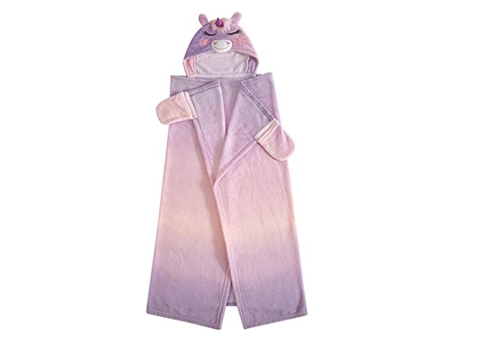 Heritage Kids Unicorn Hooded Blanket Snuggle Wrap for Girls,Soft Wearable Cozy Throw with Hand Pockets,50"x40”