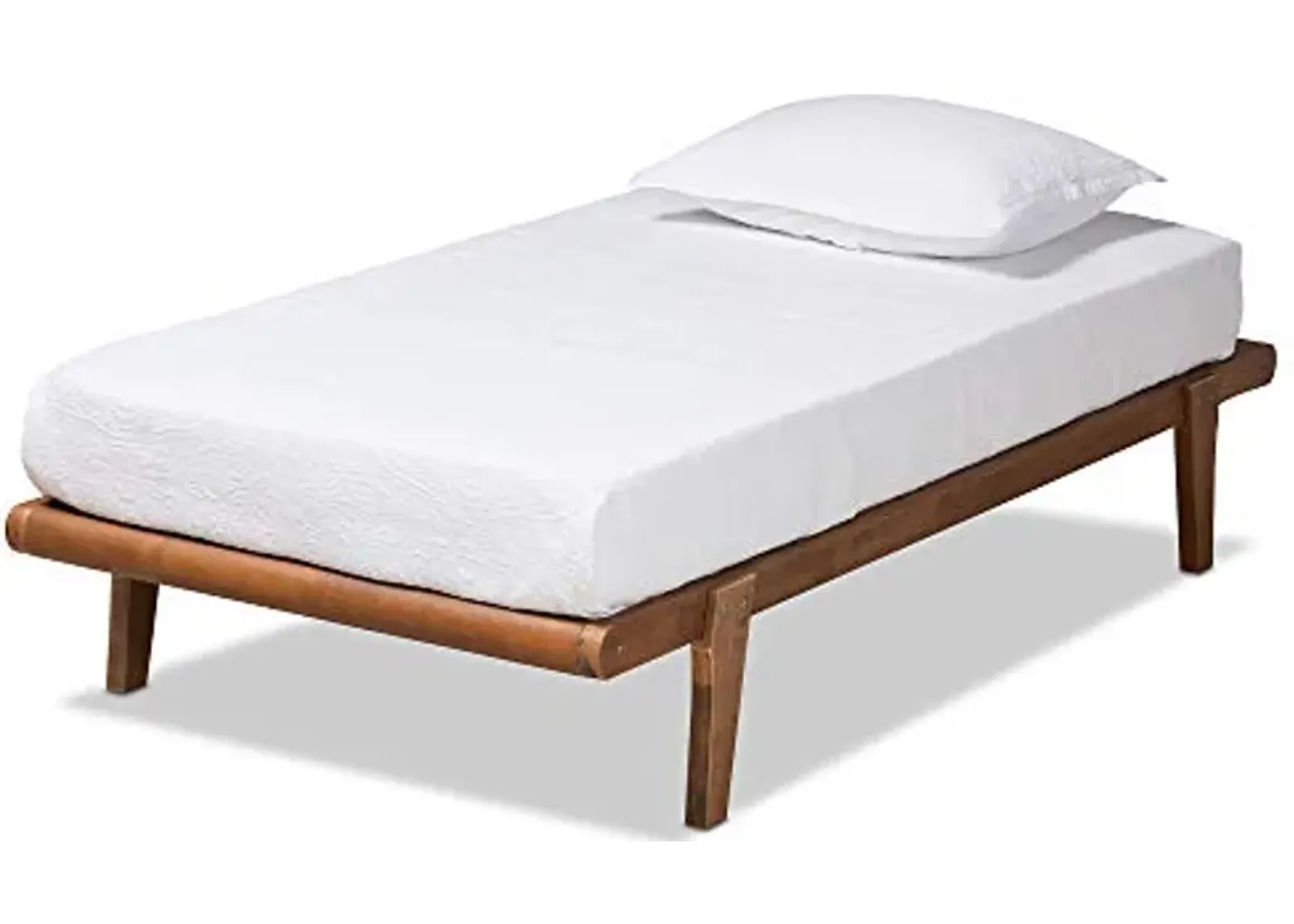 Baxton Studio Kaia Mid-Century Modern Walnut Brown Finished Wood Twin Size Platform Bed Frame