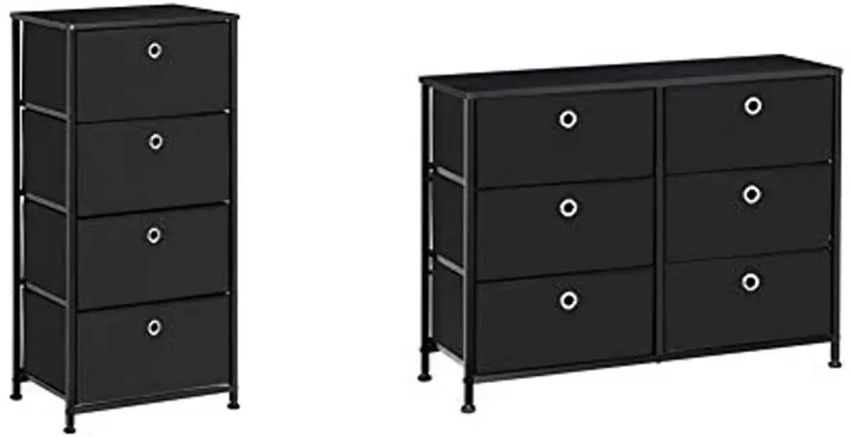 SONGMICS Storage Bundle with Nightstand (ULTS04H) and 3-Tier Dresser (6 Drawers)