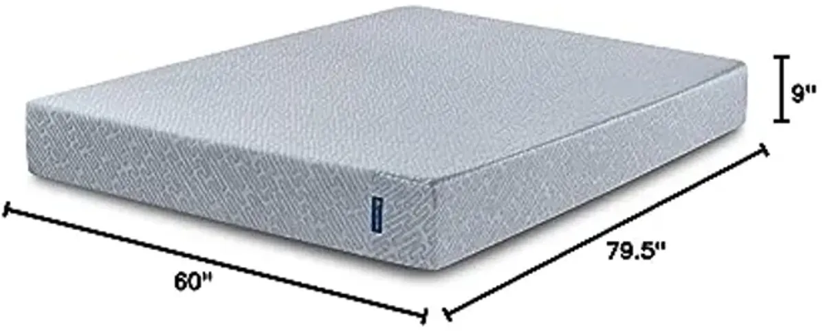 Serta - 9 inch Cooling Gel Memory Foam Mattress, Queen Size, Medium-Firm, Supportive, CertiPur-US Certified, 100-Night Trial - Sheepless Night,Blue