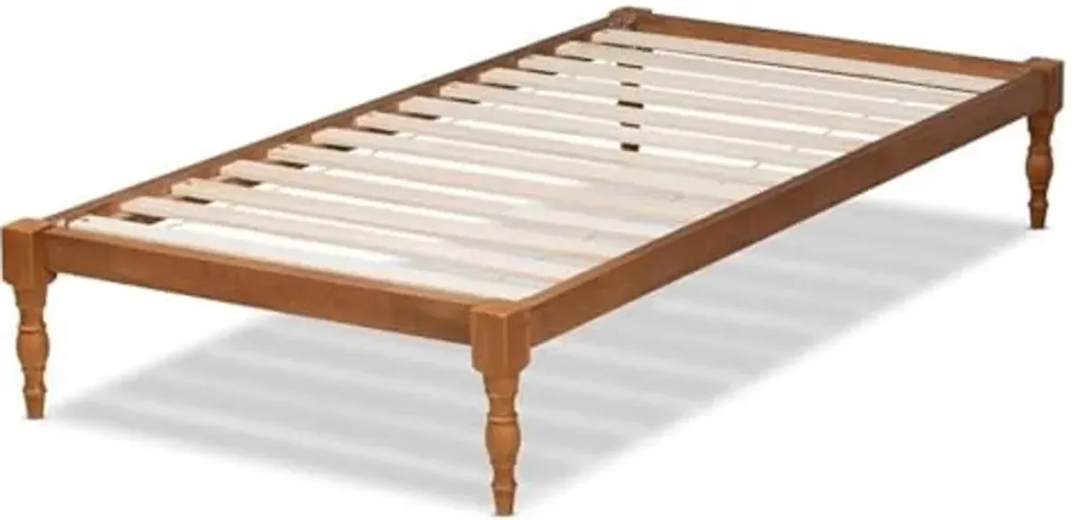 Baxton Studio Iseline Modern and Contemporary Walnut Brown Finished Wood Twin Size Platform Bed Frame