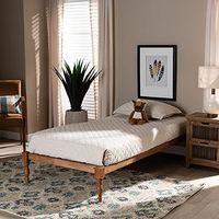 Baxton Studio Iseline Modern and Contemporary Walnut Brown Finished Wood Twin Size Platform Bed Frame