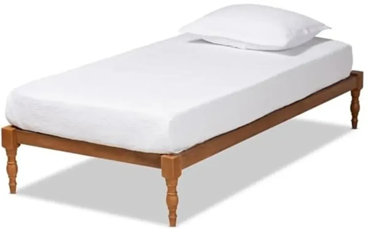 Baxton Studio Iseline Modern and Contemporary Walnut Brown Finished Wood Twin Size Platform Bed Frame