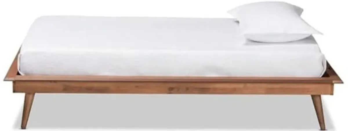 Baxton Studio Karine Mid-Century Modern Walnut Brown Finished Wood Twin Size Platform Bed Frame