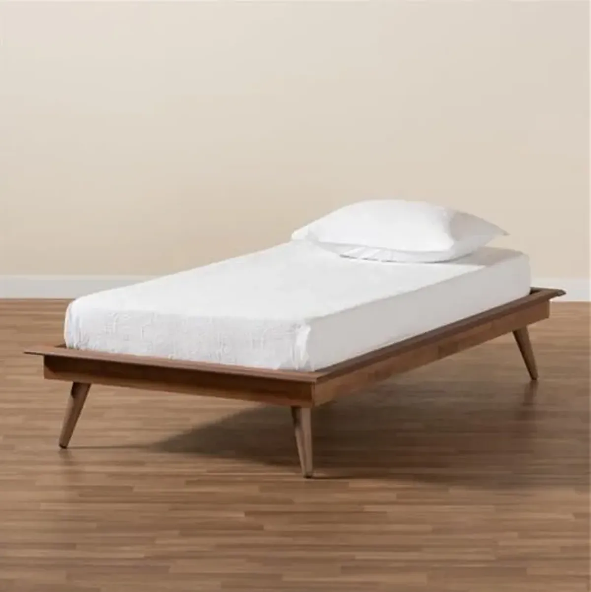 Baxton Studio Karine Mid-Century Modern Walnut Brown Finished Wood Twin Size Platform Bed Frame