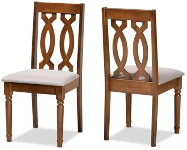Baxton Studio Cherese Grey Walnut Brown Finished Wood 2-Piece Dining Chair Set