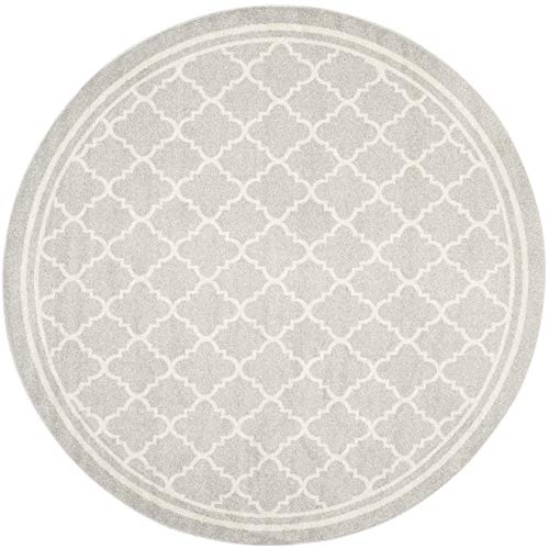 SAFAVIEH Amherst Collection 3' Round Light Grey/Beige AMT422B Moroccan Trellis Non-Shedding Living Room Bedroom Area Rug