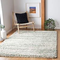Safavieh Hudson Shag Collection 4' x 6' Ivory/Green SGH295X Modern Abstract Non-Shedding Living Room Bedroom 2-inch Thick Area Rug
