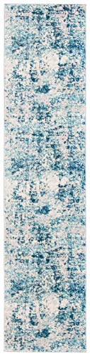 Safavieh Madison Collection 2' x 8' IvoryTurquoise MAD471A Modern Abstract Non-Shedding Living Room Bedroom Runner Rug