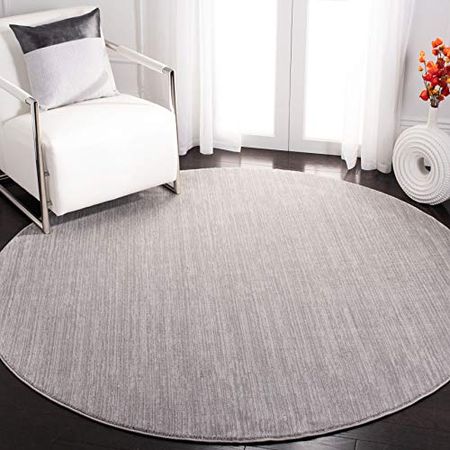 SAFAVIEH Vision Collection 8' Round Silver VSN606G Modern Ombre Tonal Chic Non-Shedding Living Room Bedroom Area Rug