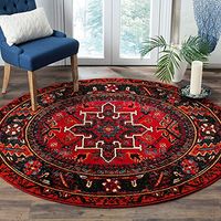 SAFAVIEH Vintage Hamadan Collection 4' Round Red/Multi VTH211A Oriental Traditional Persian Non-Shedding Living Room Bedroom Area Rug
