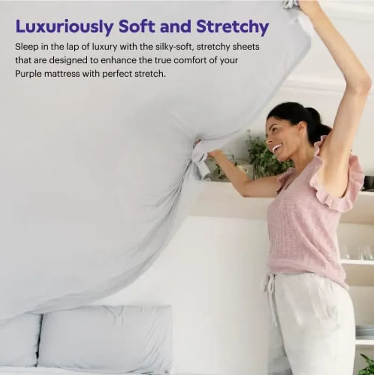 Purple SoftStretch Sheets, Full, Purple Mattress Sheets, Moisture-Wicking, Tan, Light Grey, Natural Oat