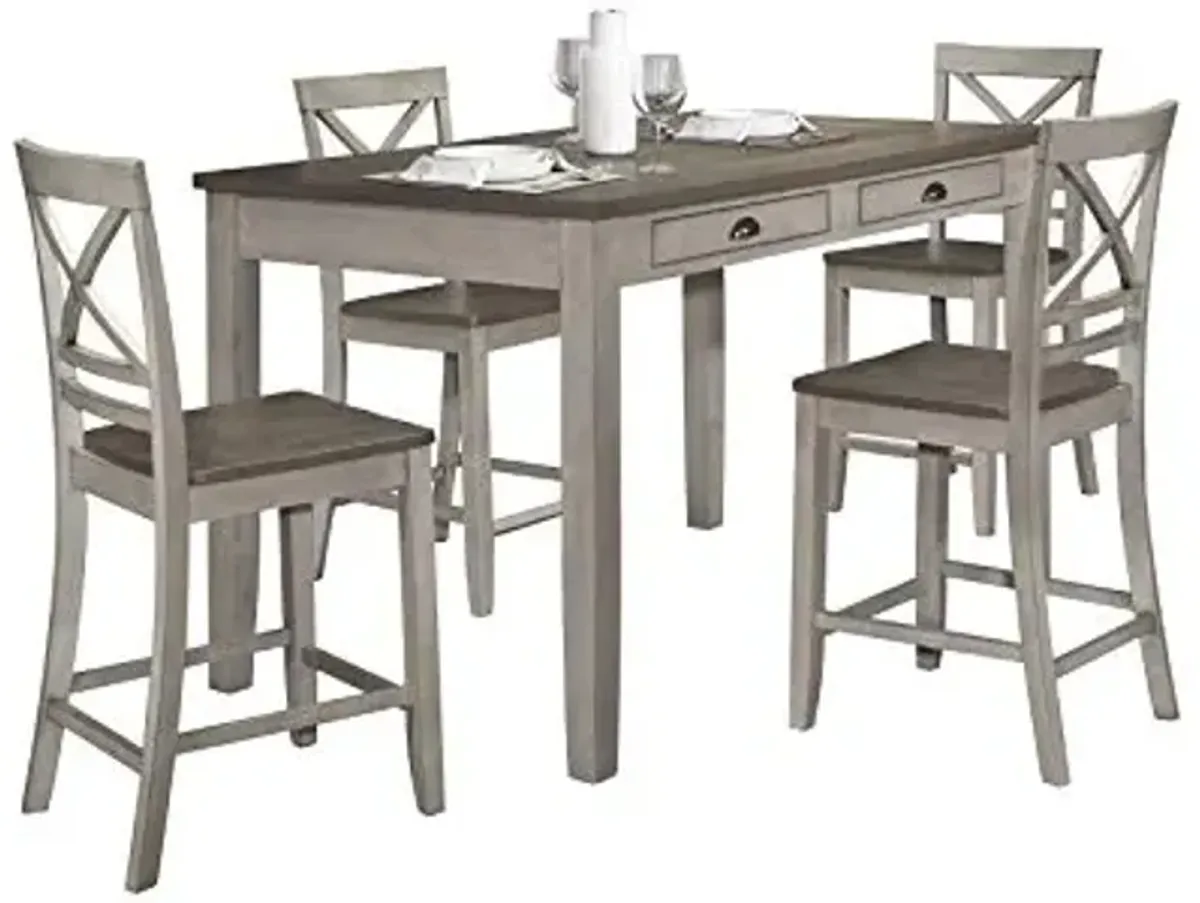 Lexicon Gordola 5-Piece Counter Height Dining Set, Light Gray/Brown
