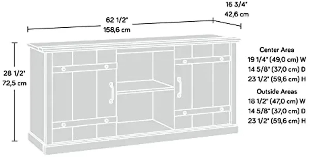 Sauder Misc Entertainment TV Credenza, for TVs up to 70", Mystic Oak Finish