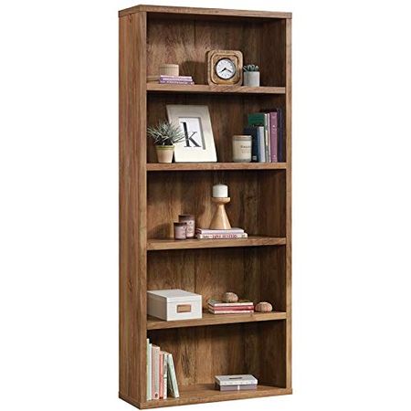 Sauder Miscellaneous Storage 5-Shelf Wood Bookcase in Sindoori Mango, Sindoori Mango Finish