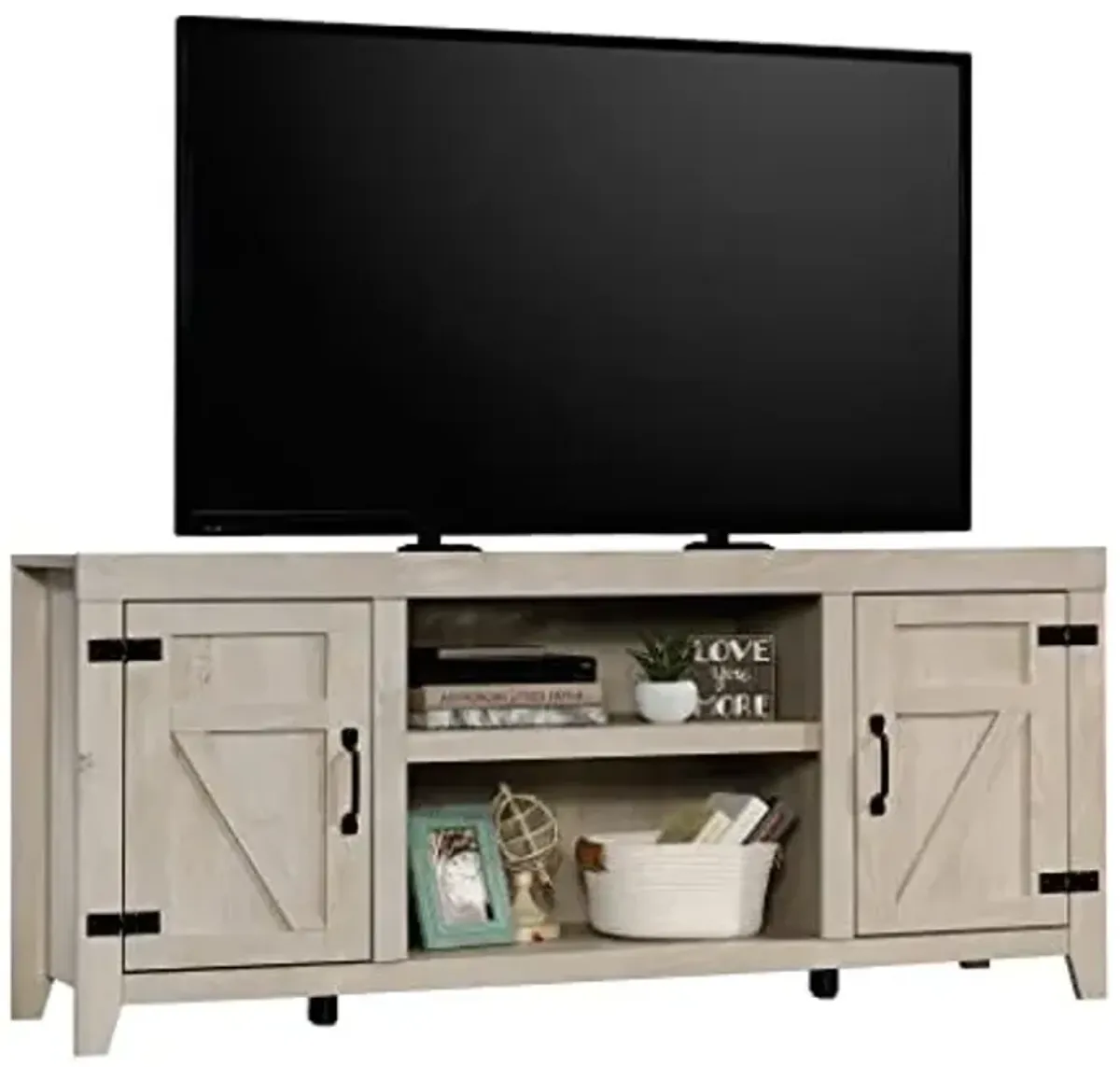Sauder Misc Entertainment Farmhouse TV Credenza, for TVs up to 70", Chalked Chestnut Finish
