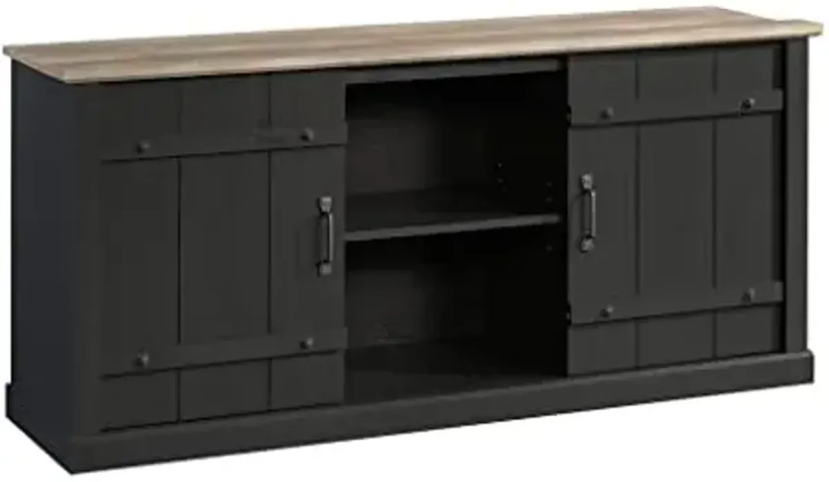 Sauder Misc Entertainment Farmhouse TV Stand, for TVs up to 70", Raven Oak Finish