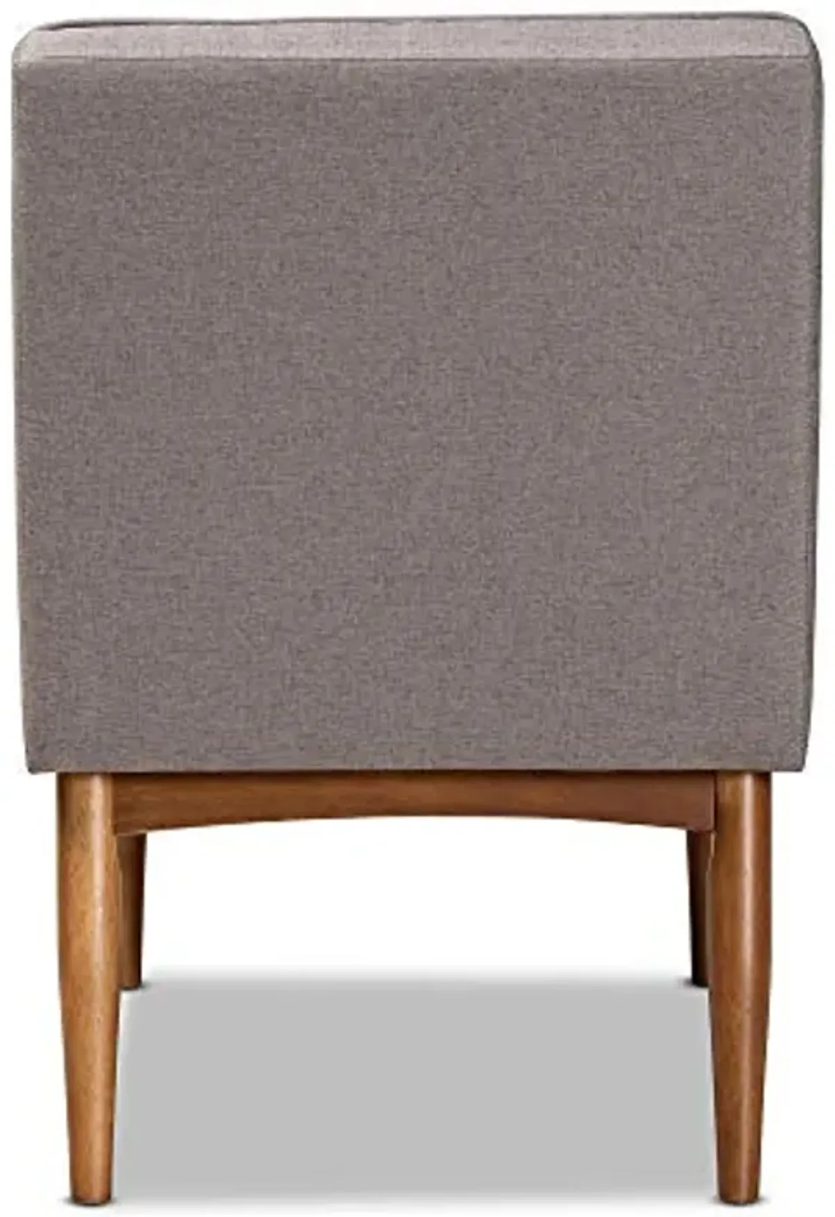 Baxton Studio Sanford Dining Chair Grey Fabric Upholstered and Walnut Brown Finished Wood Dining Chair