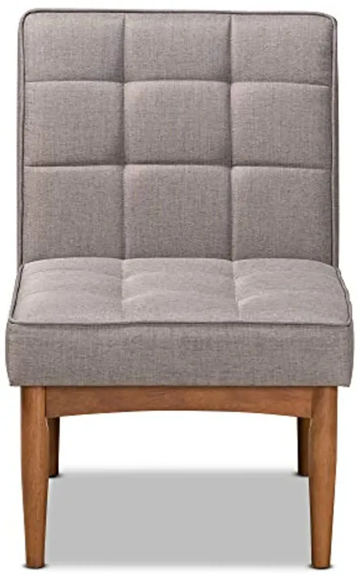 Baxton Studio Sanford Dining Chair Grey Fabric Upholstered and Walnut Brown Finished Wood Dining Chair