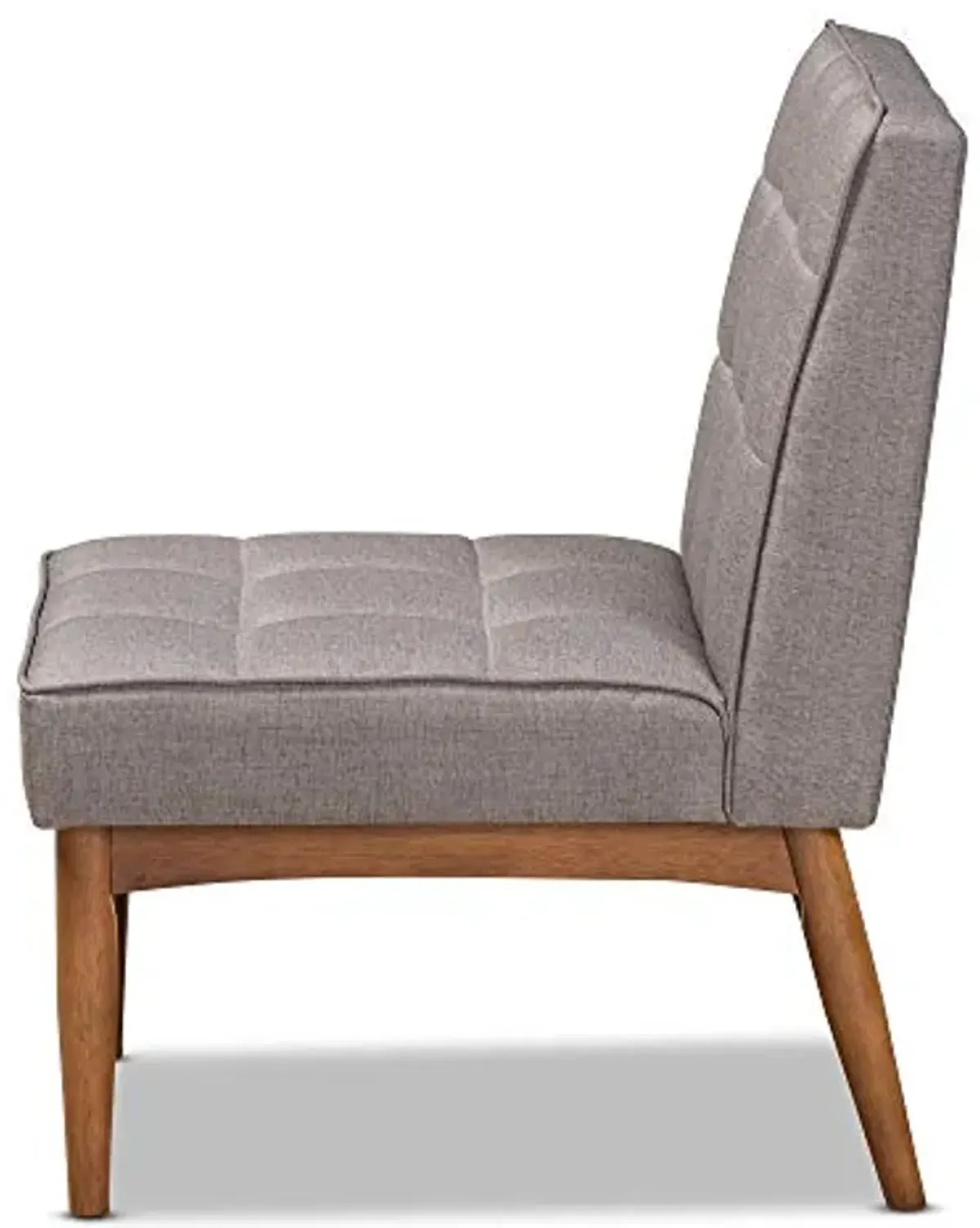 Baxton Studio Sanford Dining Chair Grey Fabric Upholstered and Walnut Brown Finished Wood Dining Chair