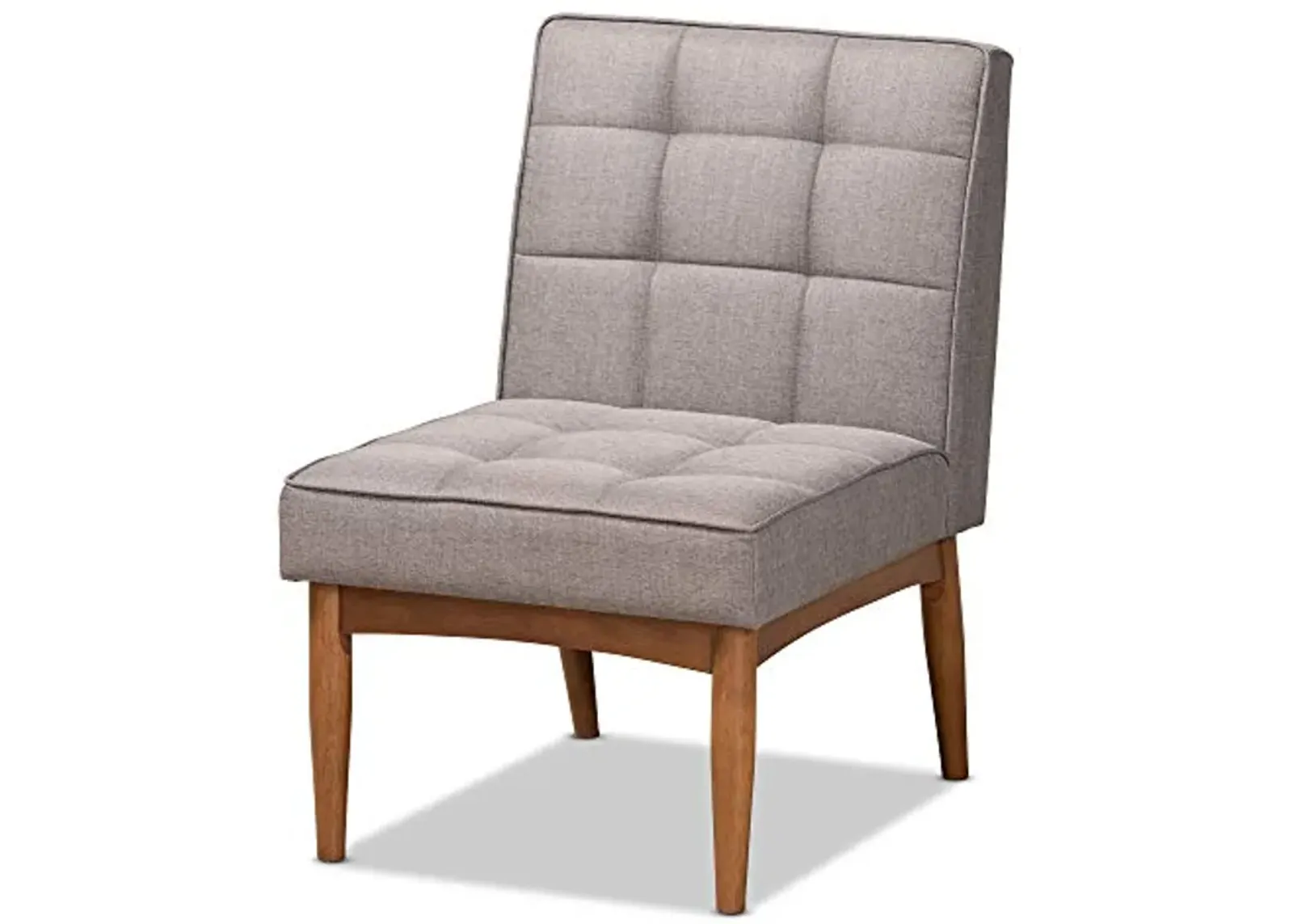 Baxton Studio Sanford Dining Chair Grey Fabric Upholstered and Walnut Brown Finished Wood Dining Chair