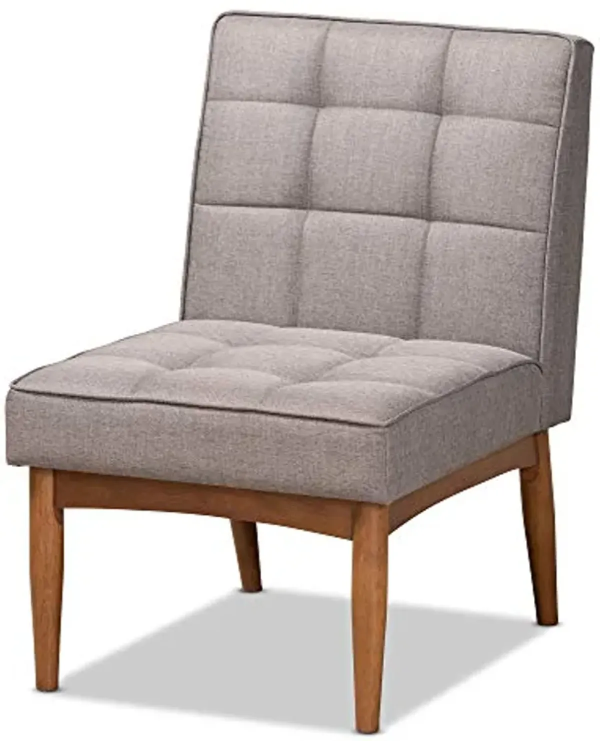 Baxton Studio Sanford Dining Chair Grey Fabric Upholstered and Walnut Brown Finished Wood Dining Chair