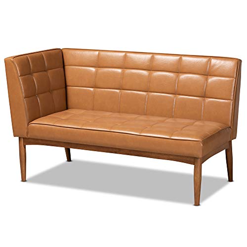 Baxton Studio Sanford Dining Banquettes Tan Faux Leather Upholstered